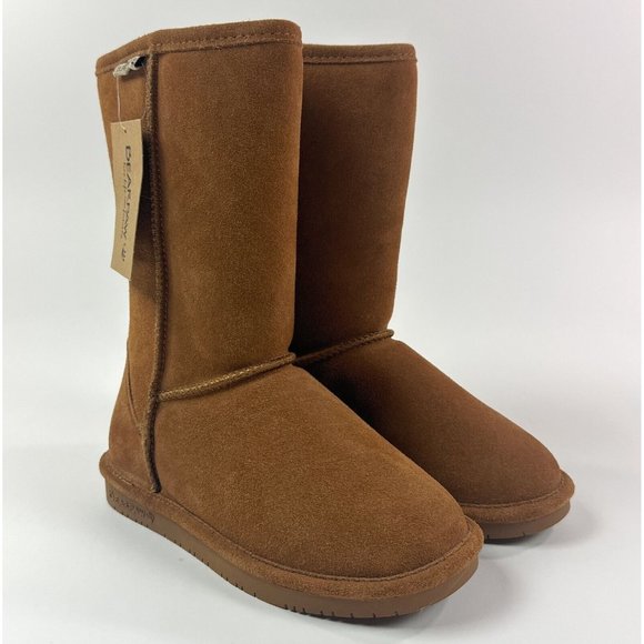 BearPaw Shoes - Bearpaw Sheep Wool Leather Lining Tall Women Sz 6 Brown Shearling Boots 02287-94